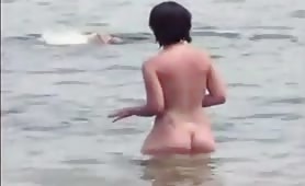 Two curvy babes on nudist beach