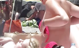 Filming topless babes on hidden cam