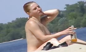 Nude ginger at the beach